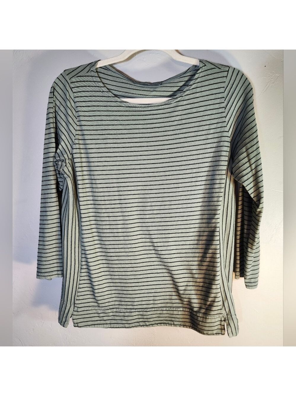 Cut Loose Striped Gray Rayon Citton Blend 3/4 Sleeves S